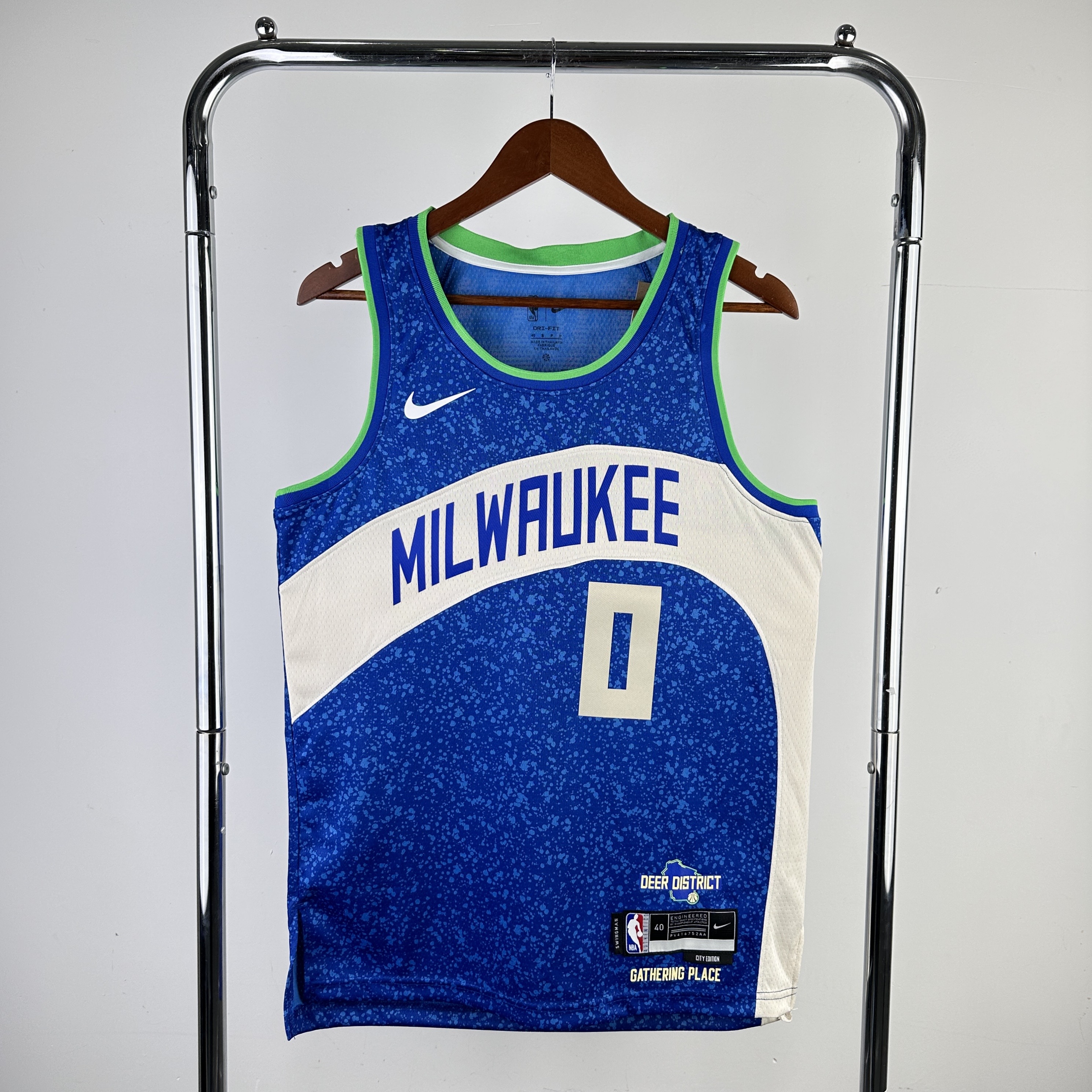 Men Milwaukee Bucks #0 Lillard Blue City Edition Nike 2024 NBA Jersey->orlando magic->NBA Jersey